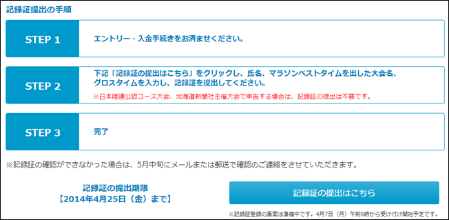 北海道マラソン 記録証提出の手順