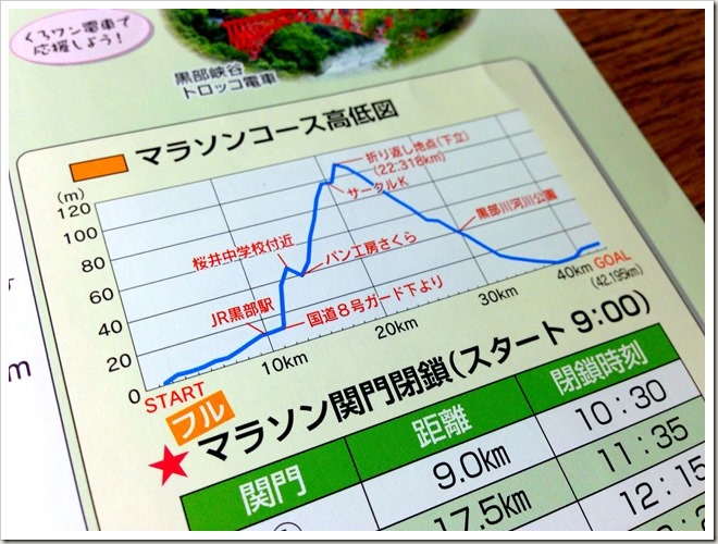 「黒部名水マラソン」コース高低図