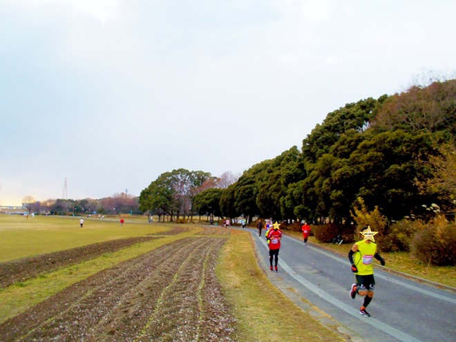 年忘れマラソン in 庄内緑地公園 ランナー疾走中