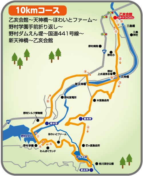 朝霧湖マラソン 10km コースマップ