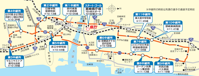 宮崎県市町村対抗駅伝 コースマップ