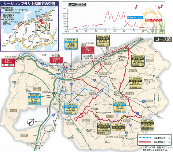 えちご・くびき野100kmマラソン2018コースマップ