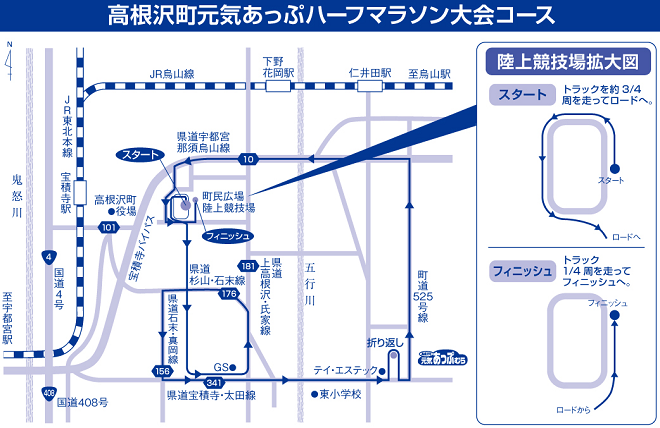 高根沢ハーフマラソン コースマップ