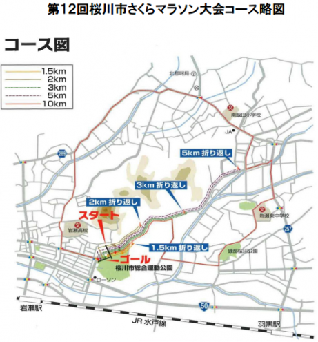 桜川市さくらマラソン コースマップ