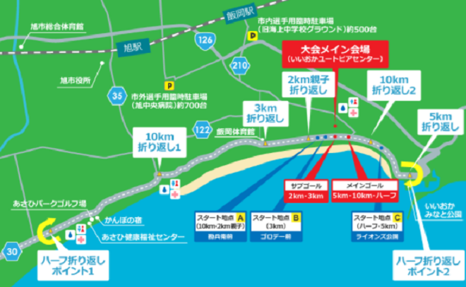 旭市飯岡しおさいマラソン大会2019コースマップ