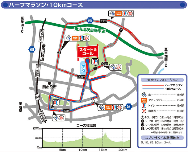 刃物のまち関シティマラソン2019コースマップ