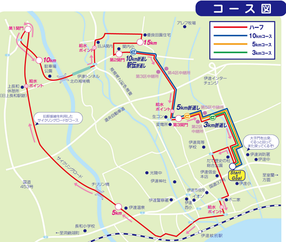 春一番伊達ハーフマラソン2018コースマップ