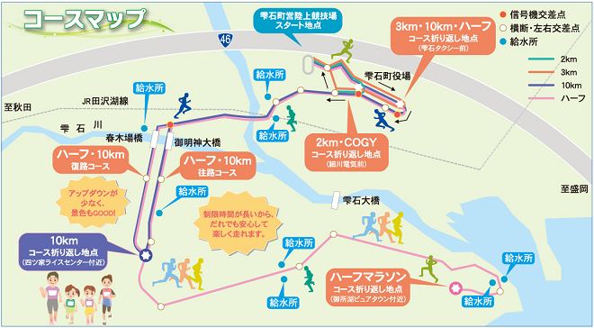 岩手山ろくファミリーマラソン2019コースマップ