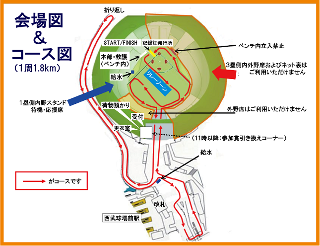 NACK5チームランinメットライフドーム2019コースマップ