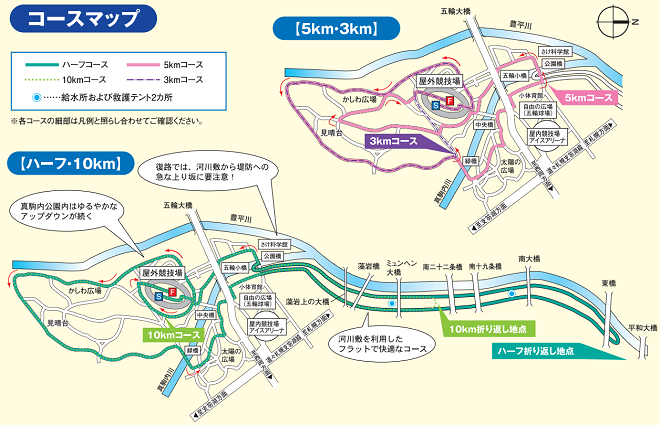 日刊スポーツ豊平川マラソン2019コースマップ