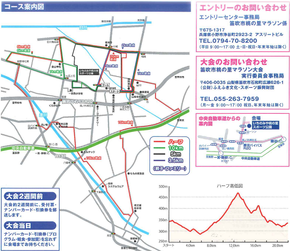 笛吹市桃の里マラソン2019コースマップ