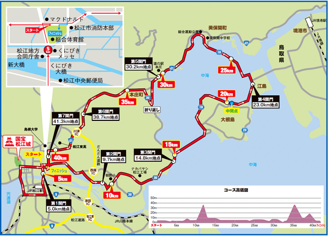 国宝松江城マラソン2019コースマップ