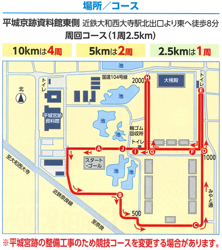 平城京新春マラソン大会2019コースマップ