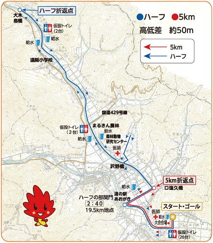 兵庫・丹波もみじの里ハーフマラソン2019コースマップ